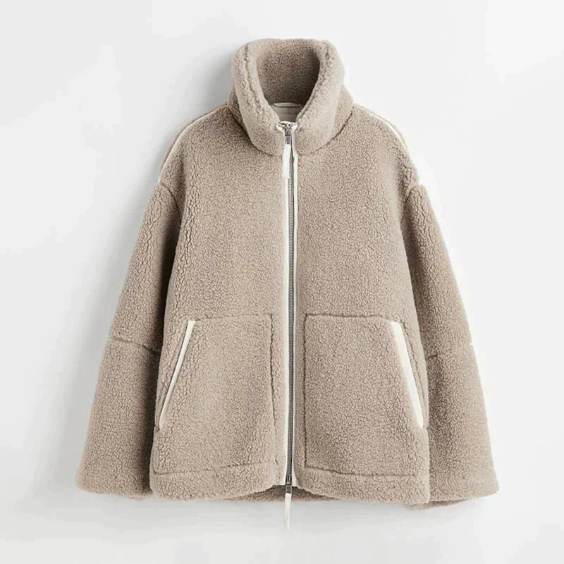Silvia | Chaqueta Teddy oversize con cuello alto