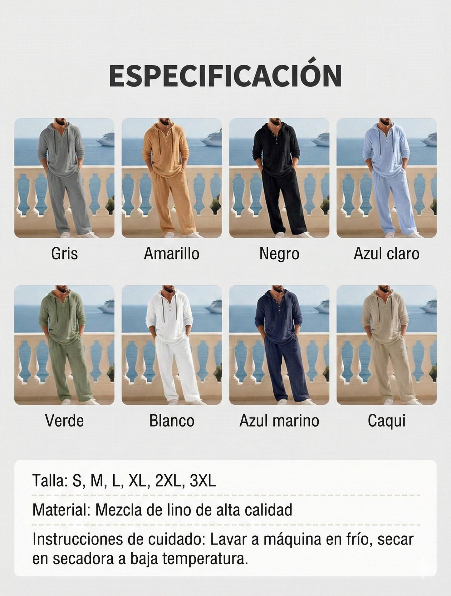 Conjunto para hombre: camiseta holgada con capucha y pantalones 
