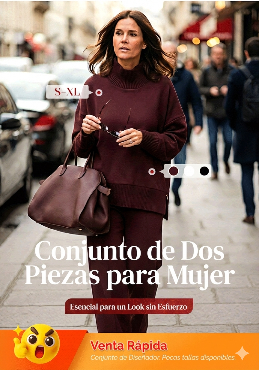 Conjunto de sudadera con cuello alto y cremallera lateral y pantalones.