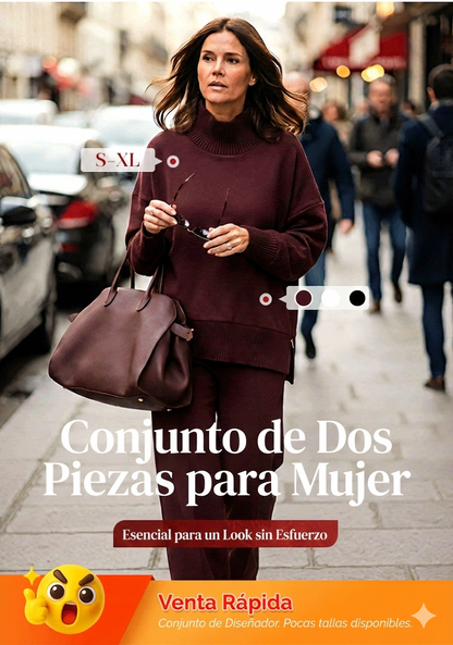 Conjunto de sudadera con cuello alto y cremallera lateral y pantalones.