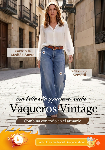 VAQUEROS VINTAGE DE CINTURA ALTA Y PIERNA ANCHA PARA MUJER