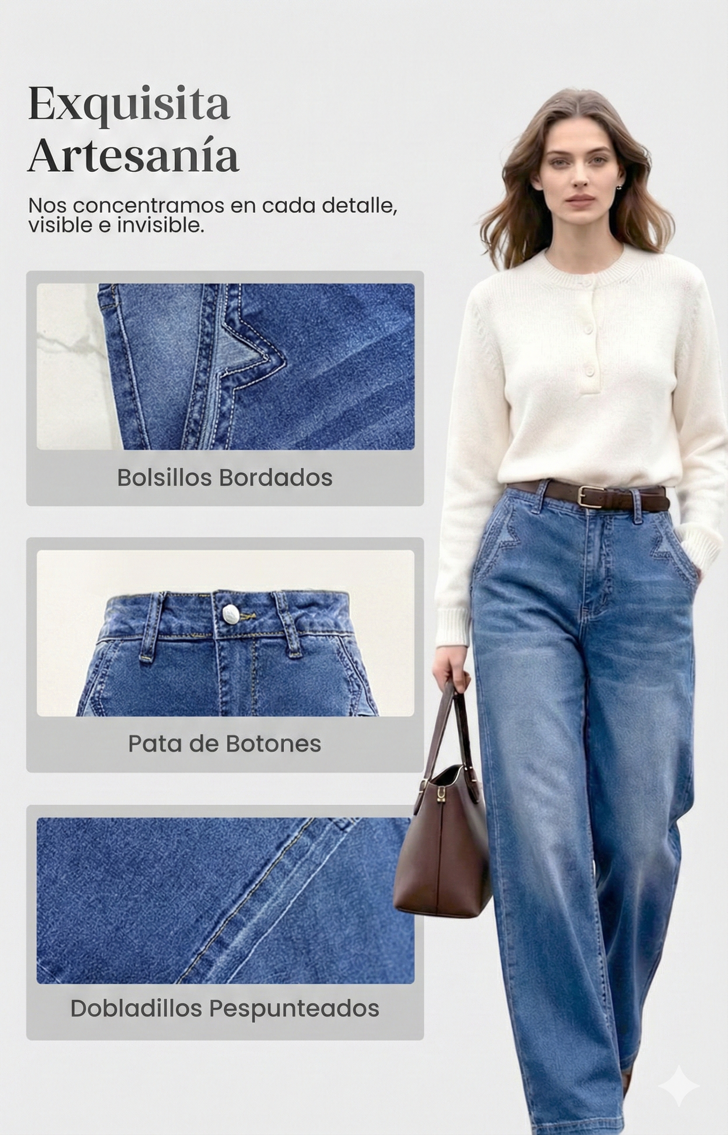 VAQUEROS VINTAGE DE CINTURA ALTA Y PIERNA ANCHA PARA MUJER