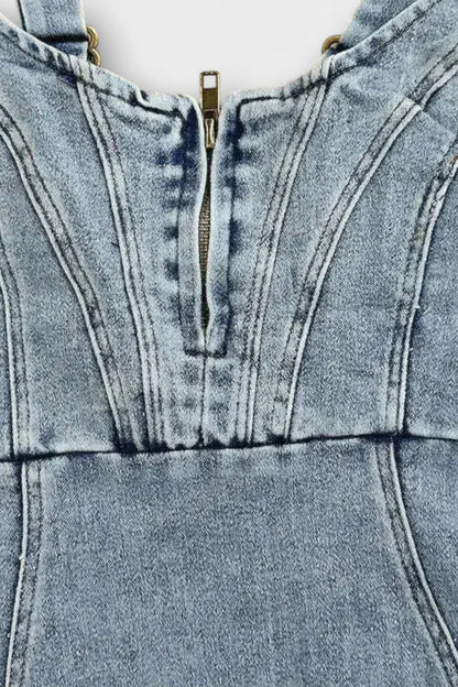 Vestido Denim Abertura Frontal