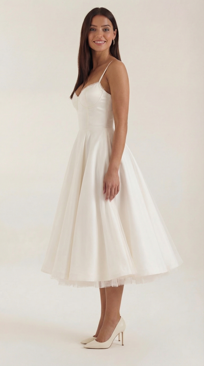 Vestido Midi Estructurado de Estilo Clásico