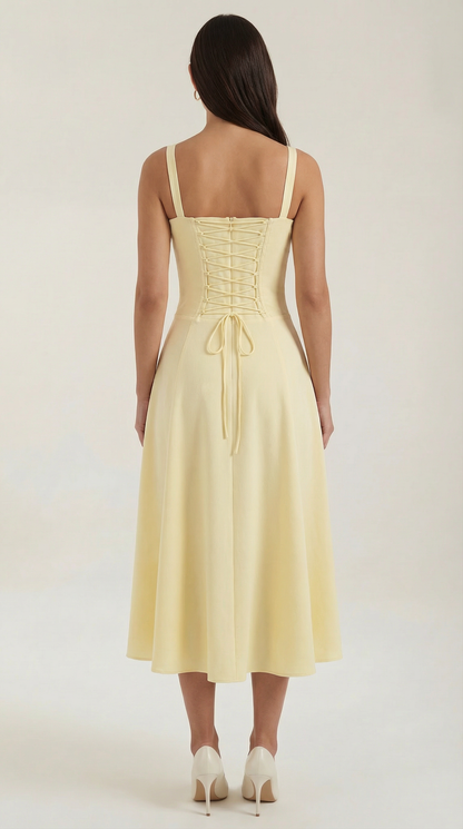 Vestido Midi de Corte Corset