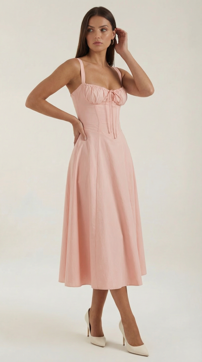 Vestido Midi de Corte Corset