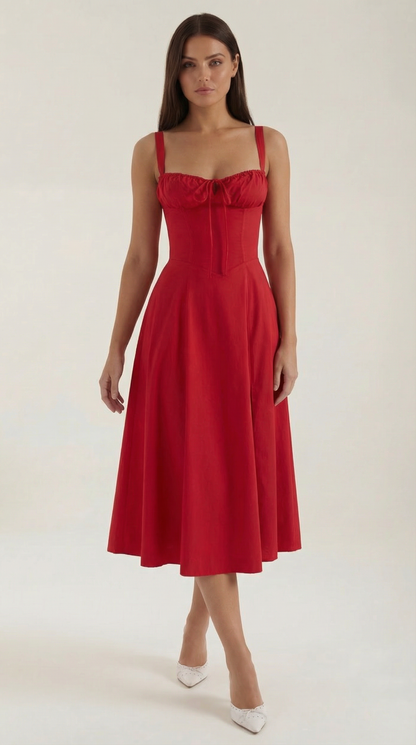 Vestido Midi de Corte Corset