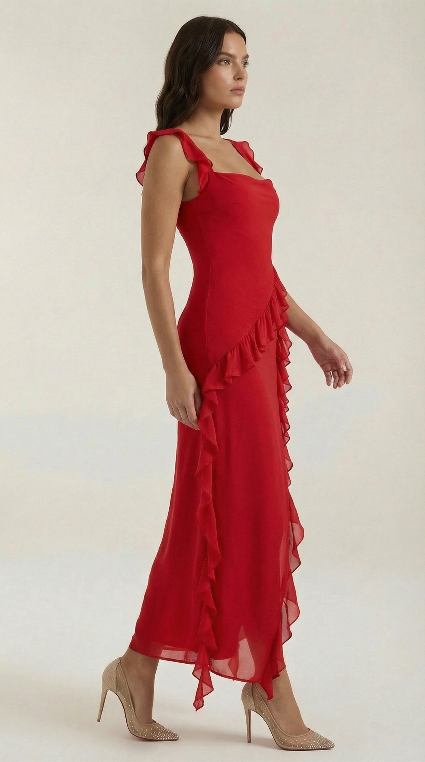 Vestido Largo con Volantes