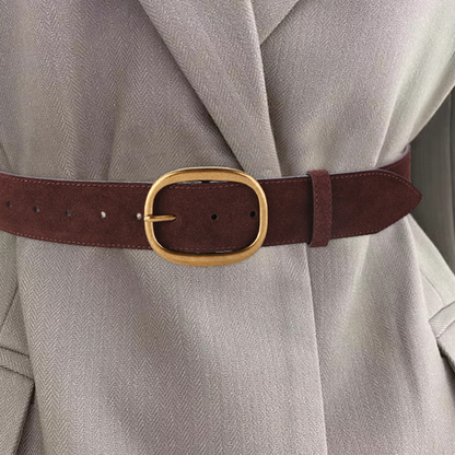 Cinturón de piel sintética para mujer con hebilla redonda