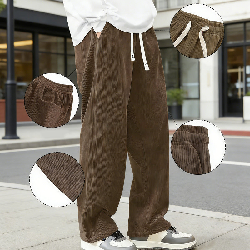 Pantalones de hombre de corte holgado, con bolsillos y cordón