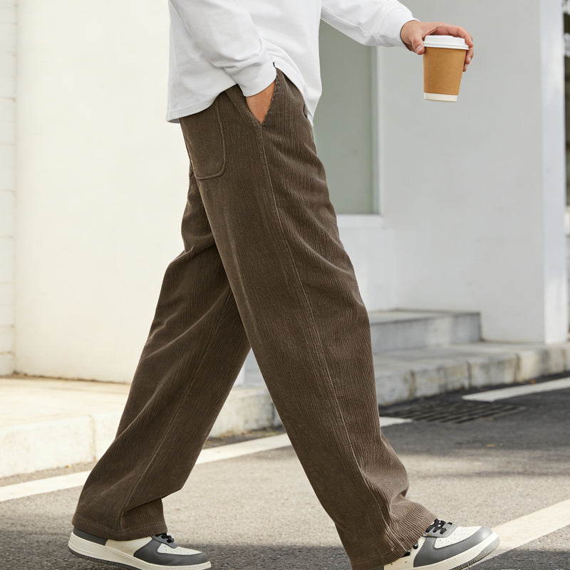 Pantalones de hombre de corte holgado, con bolsillos y cordón