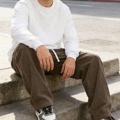 Pantalones de hombre de corte holgado, con bolsillos y cordón