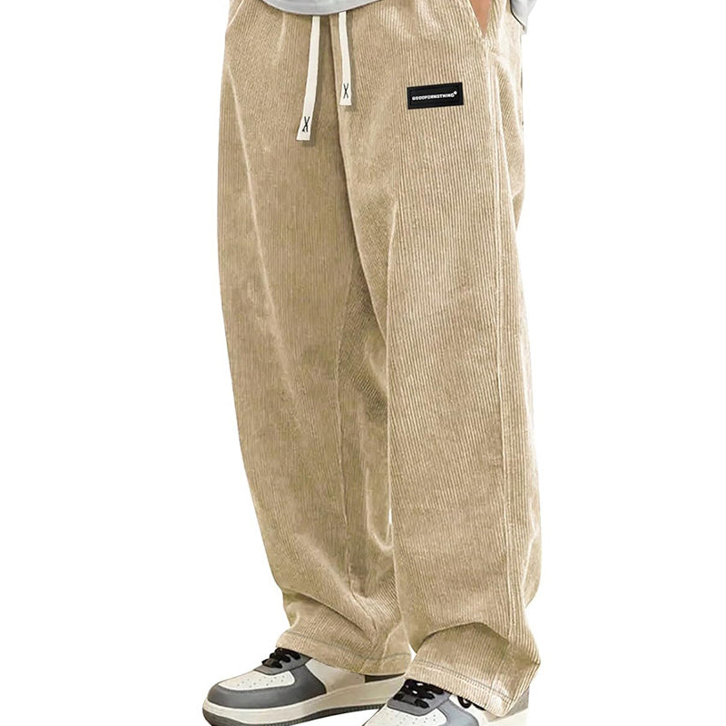 Pantalones de hombre de corte holgado, con bolsillos y cordón