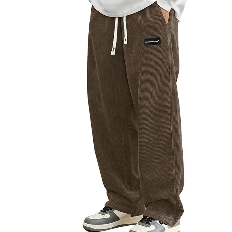 Pantalones de hombre de corte holgado, con bolsillos y cordón