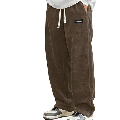 Pantalones de hombre de corte holgado, con bolsillos y cordón