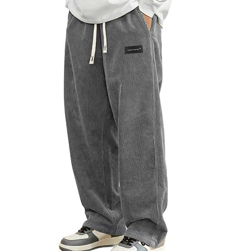 Pantalones de hombre de corte holgado, con bolsillos y cordón