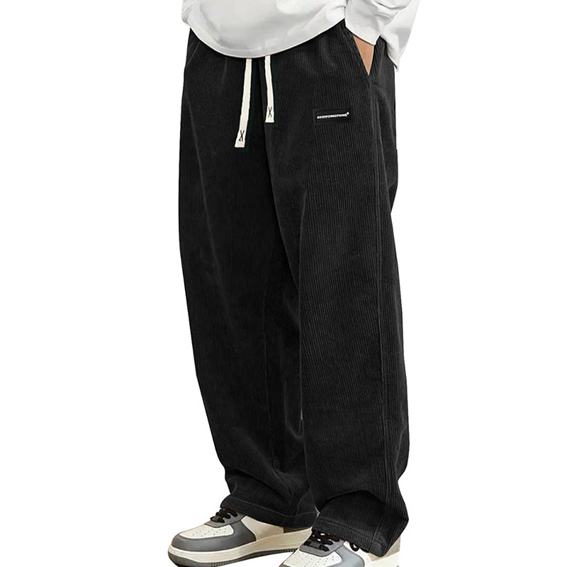 Pantalones de hombre de corte holgado, con bolsillos y cordón