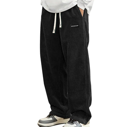 Pantalones de hombre de corte holgado, con bolsillos y cordón