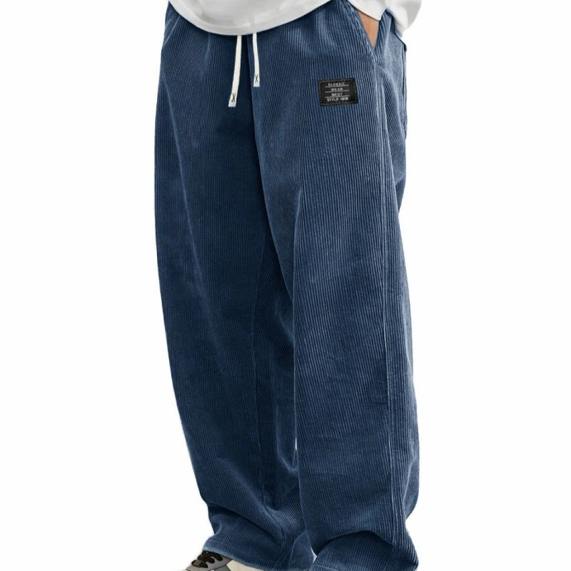 Pantalones de hombre de corte holgado, con bolsillos y cordón