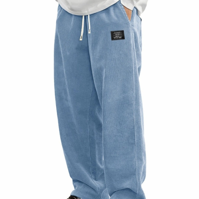 Pantalones de hombre de corte holgado, con bolsillos y cordón