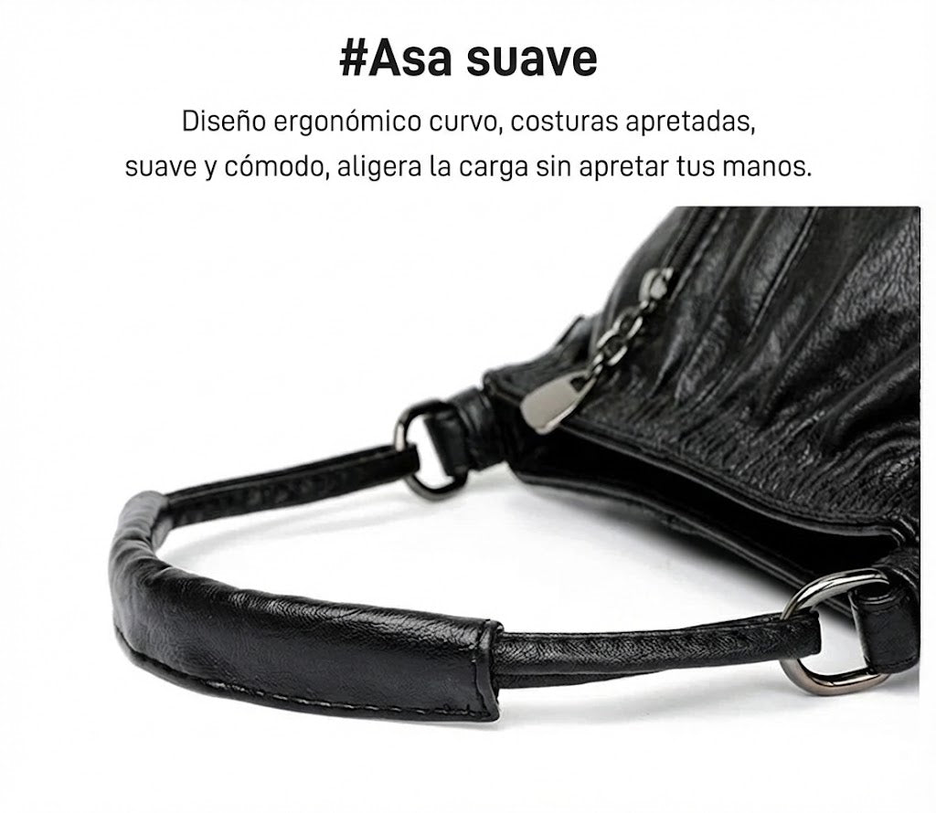 Bolso de mano con diseño arrugado