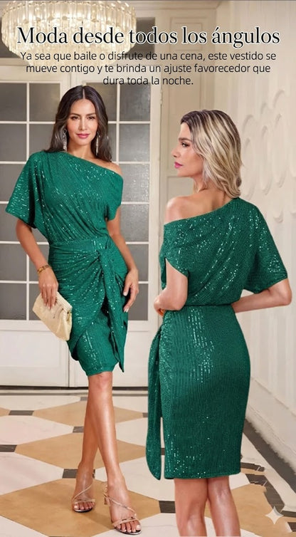 VESTIDO ELEGANTE CON BRILLANTES