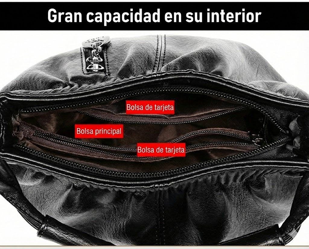 Bolso de mano con diseño arrugado