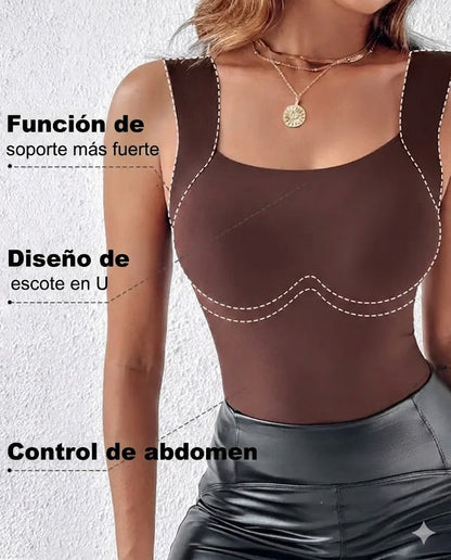Camiseta térmica de tirantes para mujer con sujetador integrado