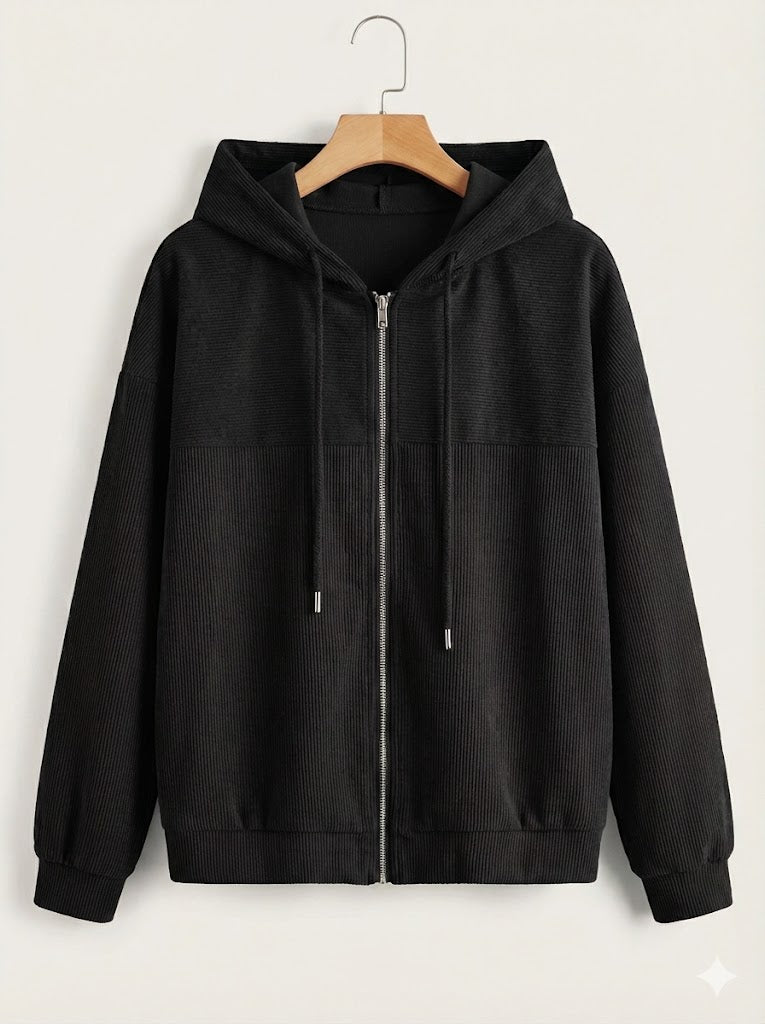 CHAQUETA DE PANA CON CAPUCHA Y CREMALLERA