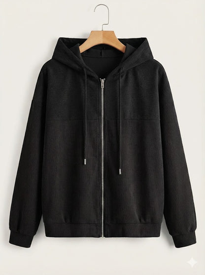 CHAQUETA DE PANA CON CAPUCHA Y CREMALLERA