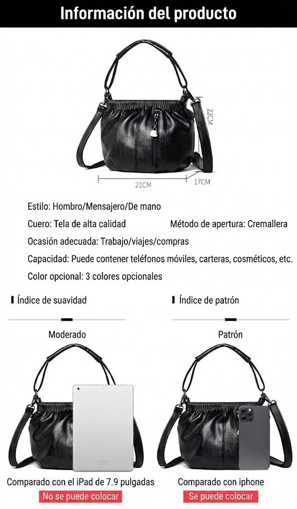 Bolso de mano con diseño arrugado