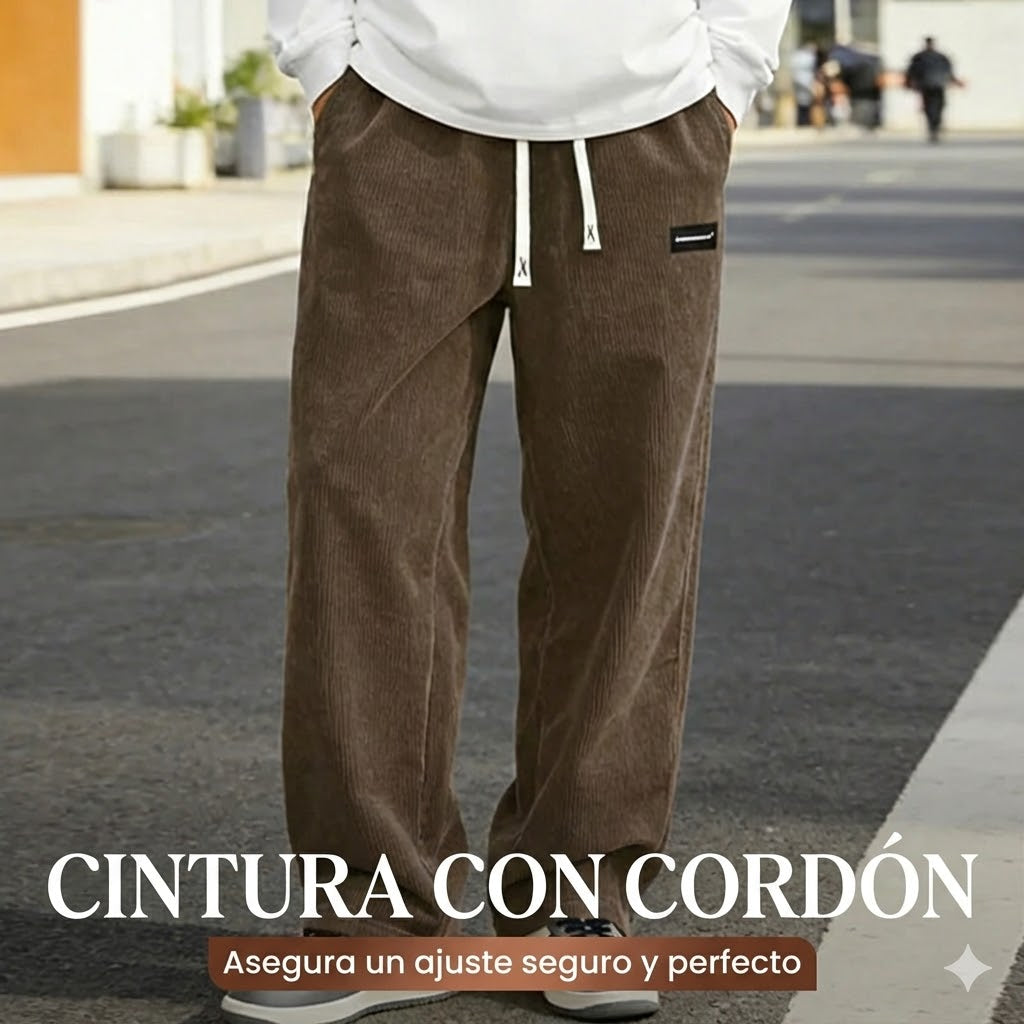 Pantalones de hombre de corte holgado, con bolsillos y cordón