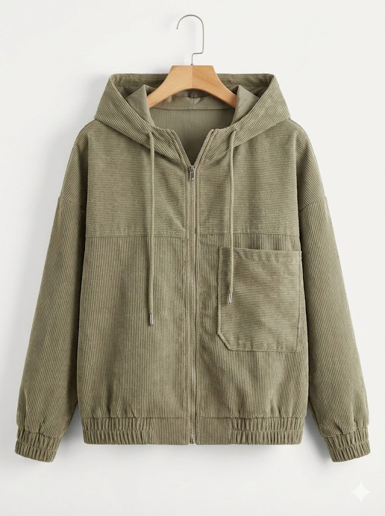CHAQUETA DE PANA CON CAPUCHA Y CREMALLERA
