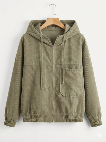 CHAQUETA DE PANA CON CAPUCHA Y CREMALLERA