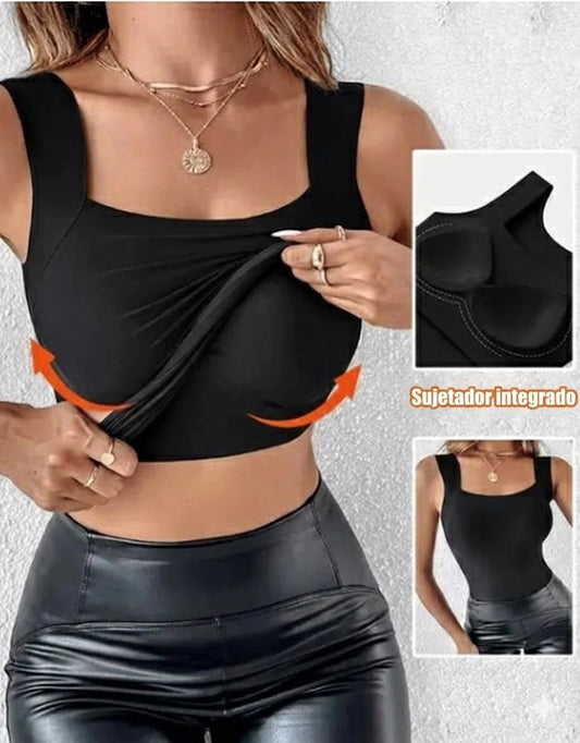 Camiseta térmica de tirantes para mujer con sujetador integrado