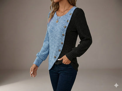 ELEGANTE JERSEY  DE PUNTO CON BOTONES Y MANGA LARGA