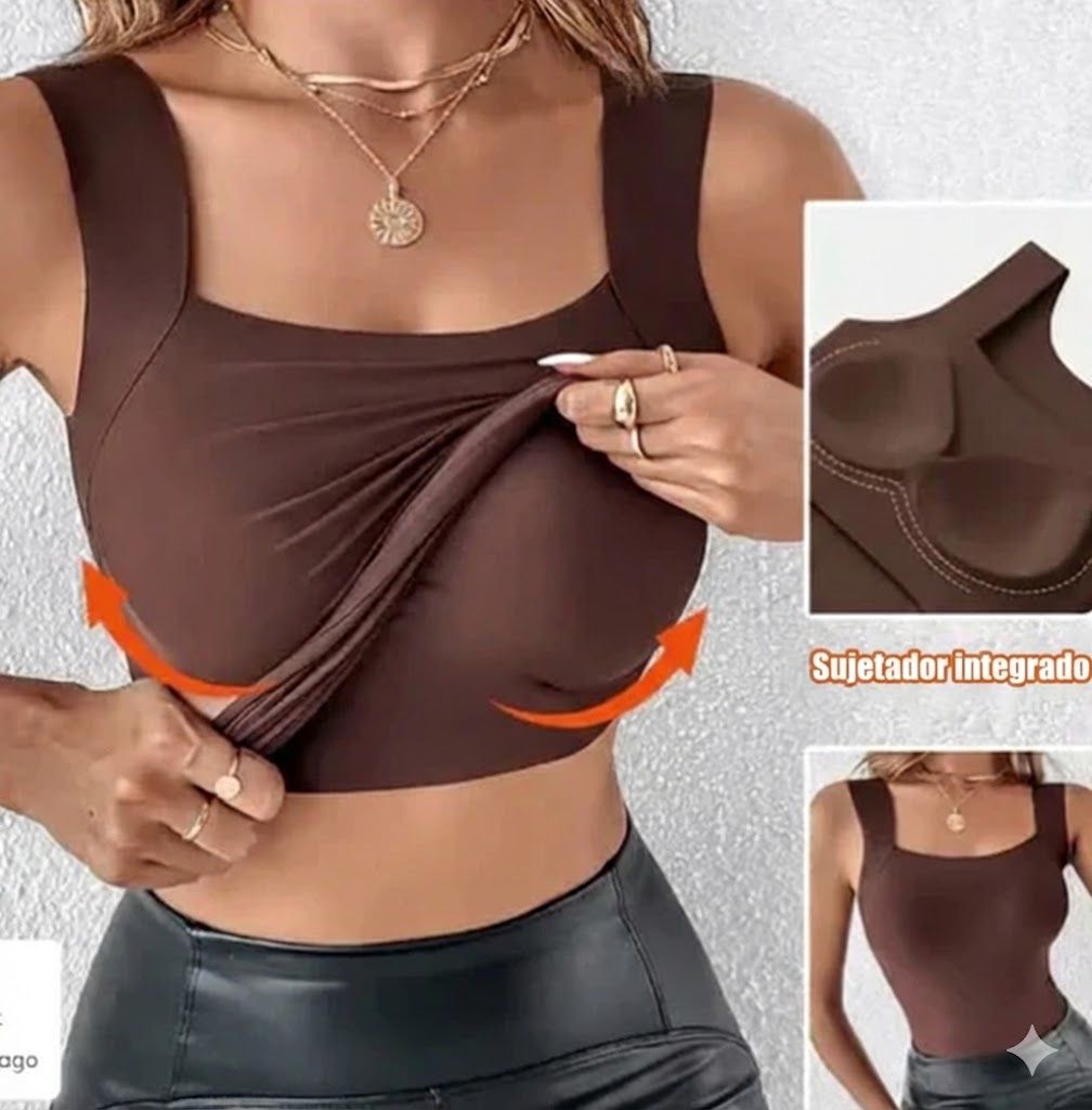 Camiseta térmica de tirantes para mujer con sujetador integrado