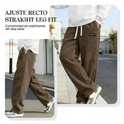 Pantalones de hombre de corte holgado, con bolsillos y cordón