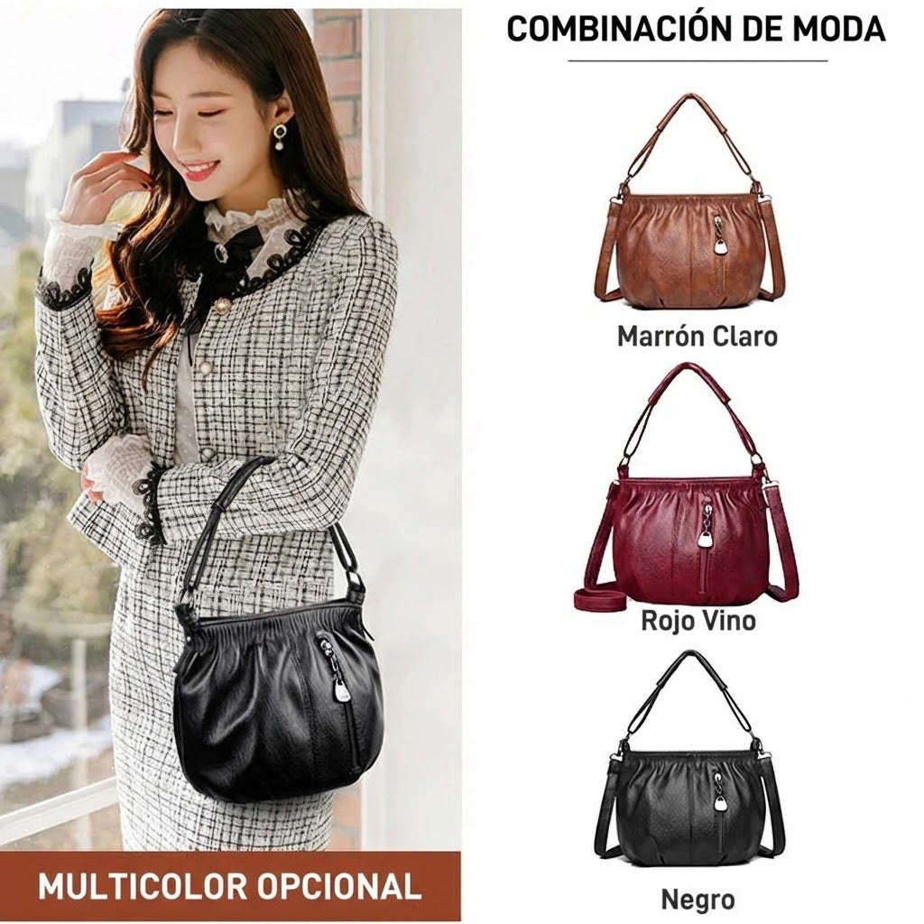 Bolso de mano con diseño arrugado