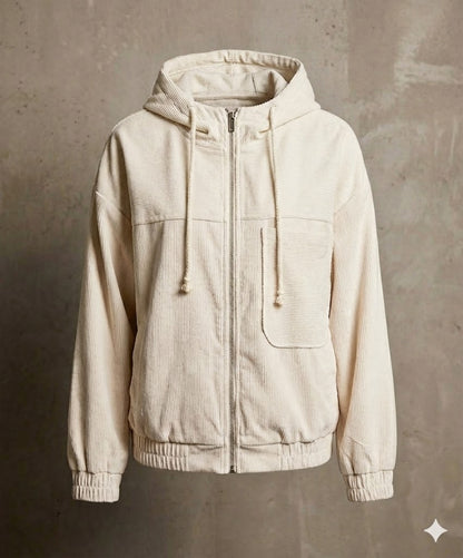 CHAQUETA DE PANA CON CAPUCHA Y CREMALLERA
