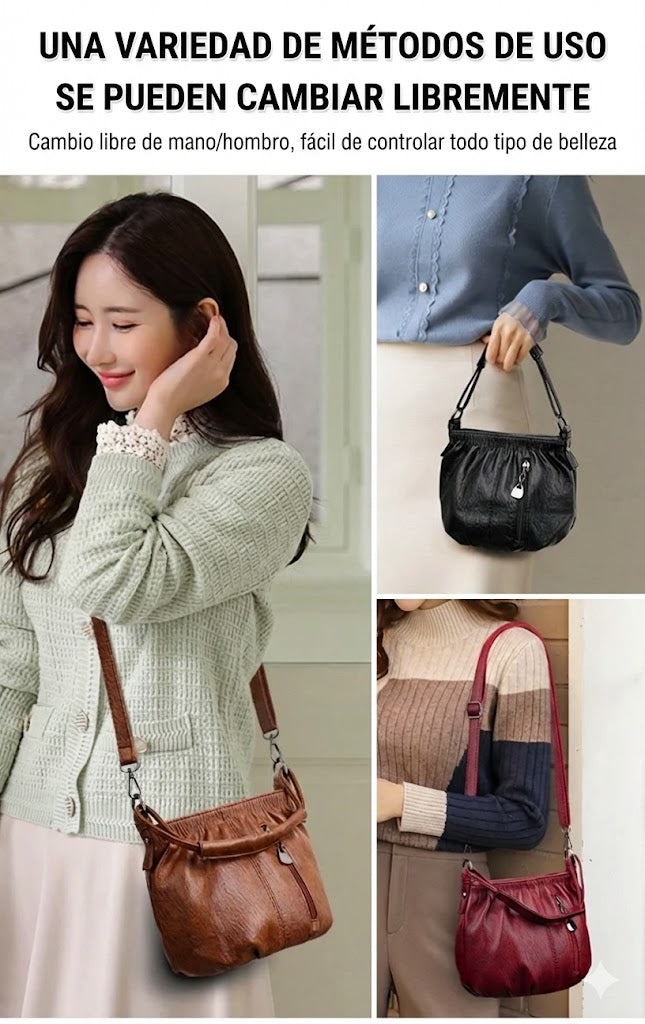 Bolso de mano con diseño arrugado