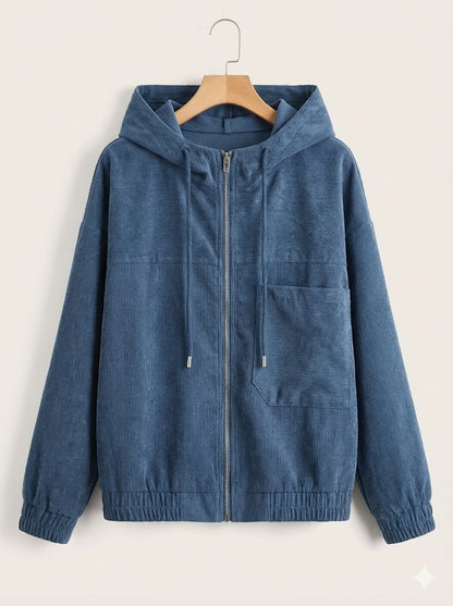 CHAQUETA DE PANA CON CAPUCHA Y CREMALLERA